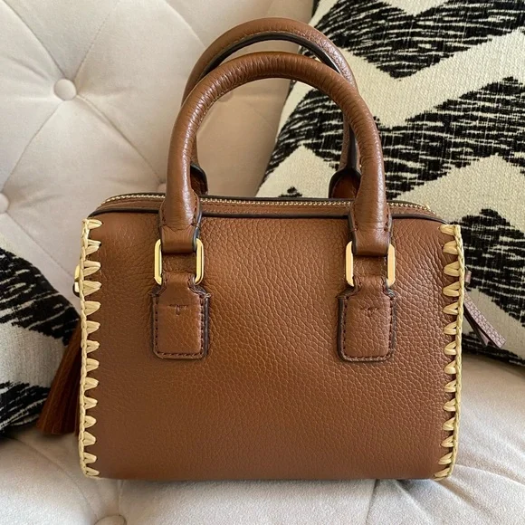 Tory Burch Thea Whipstitch Grizzly Mini Web Satchel - Picture 2 of 15